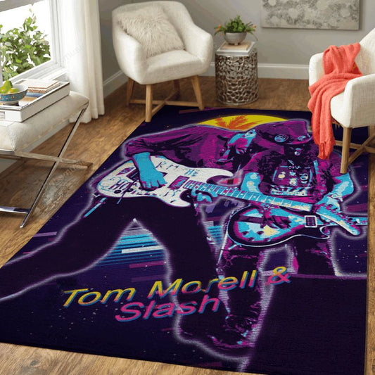 Tom Morell And Slash Artwork Music Synthwave 80s Art Carpet Area Rug