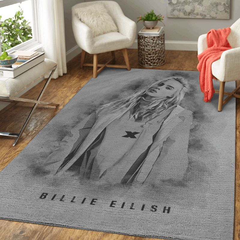 Billie Eilish Music Monochrome Art Carpet Area Rug