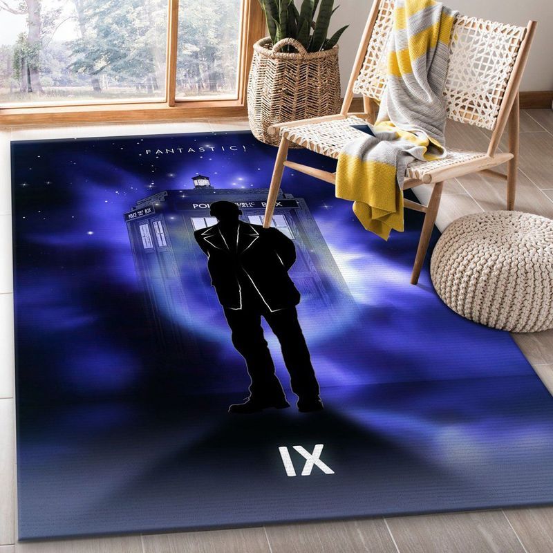 9th Doctor With Tardis Carpet Area Rug