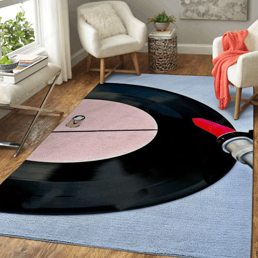 Vinyl Disk Player Music Carpet Area Rug
