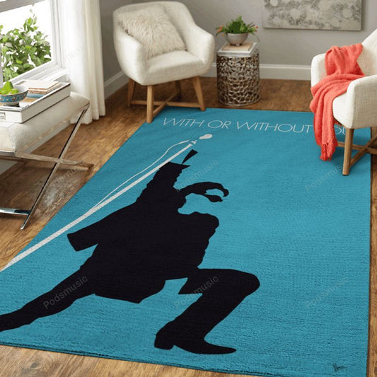U2 Legend Rock Band Music With Or Without You Carpet Area Rug