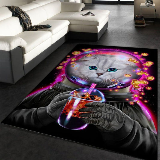 Astronaut Cat Bubble Tea II Carpet Area Rug