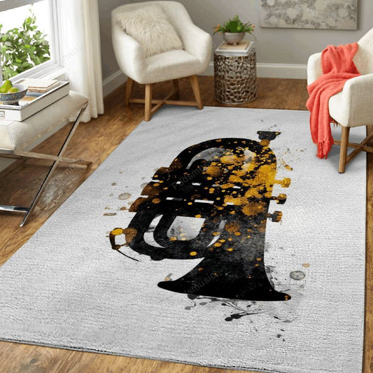 Tuba Music Art Music Gold And Black Art Carpet Area Rug
