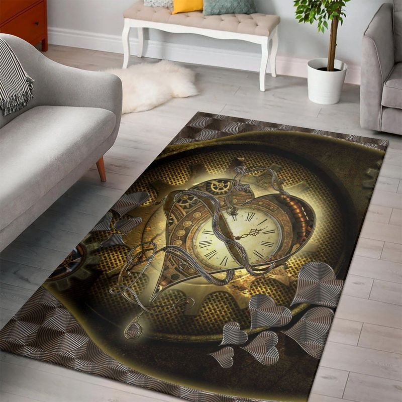 Awesome Steampunk Heart Instrument Carpet Area Rug