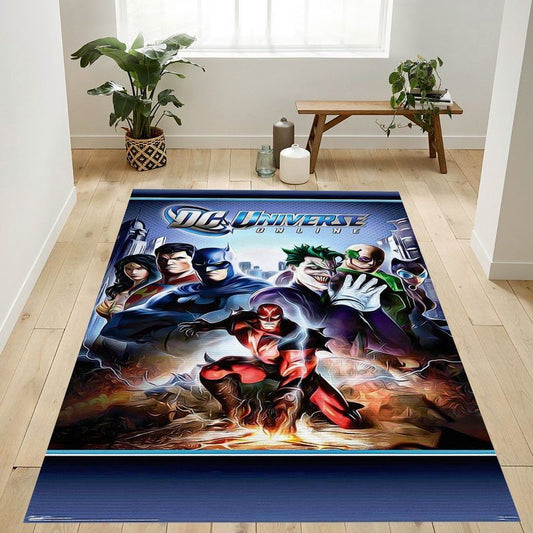 Superheroes Dc Comics Video Game Dc Universe Online Key Art Carpet Area Rug