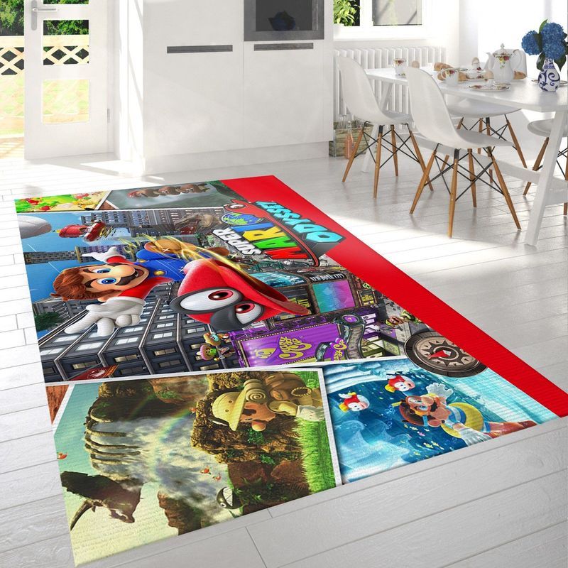 Super Mario Odyssey Digital Cappy Carpet Area Rug