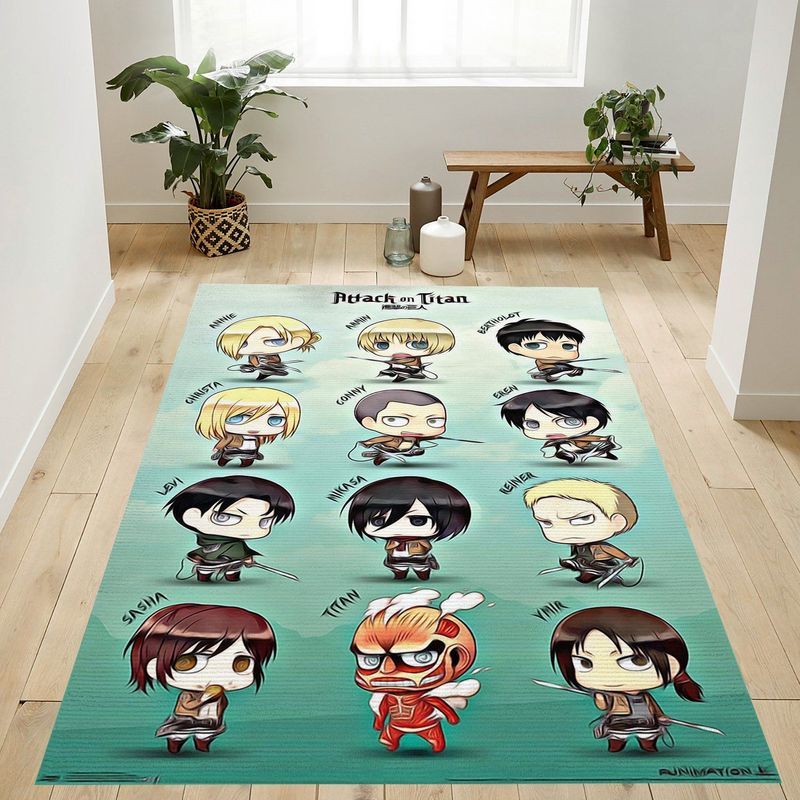 Attack On Titan Chibi Characters Carpet Area Rug