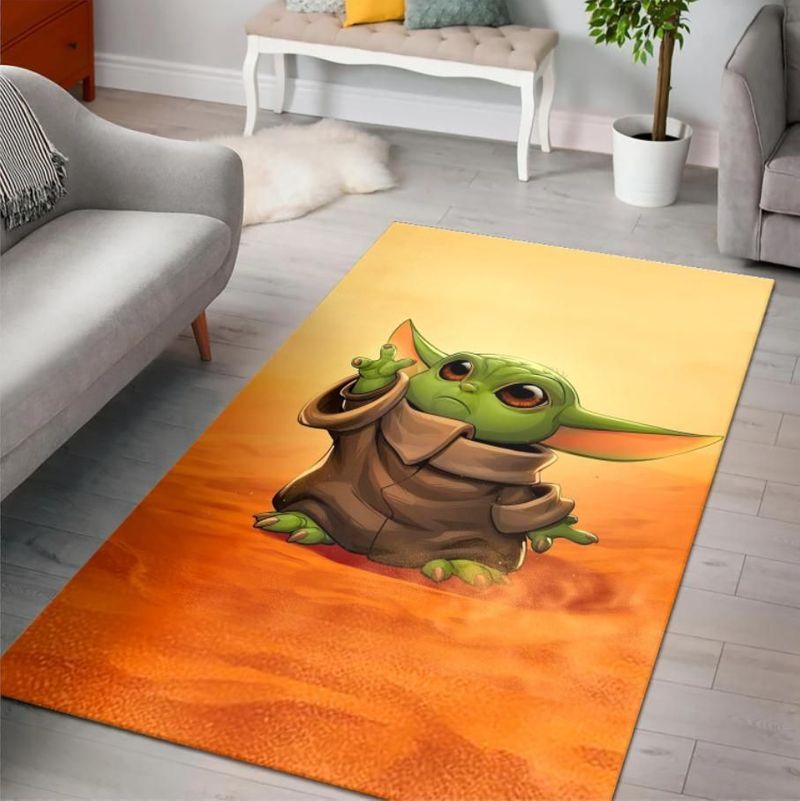 Baby Yoda Cute The Mandalorian Star Wars Movies II Carpet Area Rug