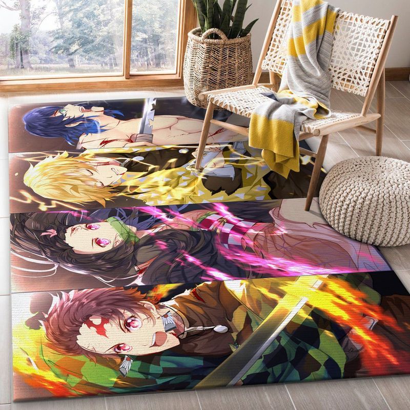 Tanjiro Nezuko Zenitesu Inosuke Demon Slayer Anime Carpet Area Rug