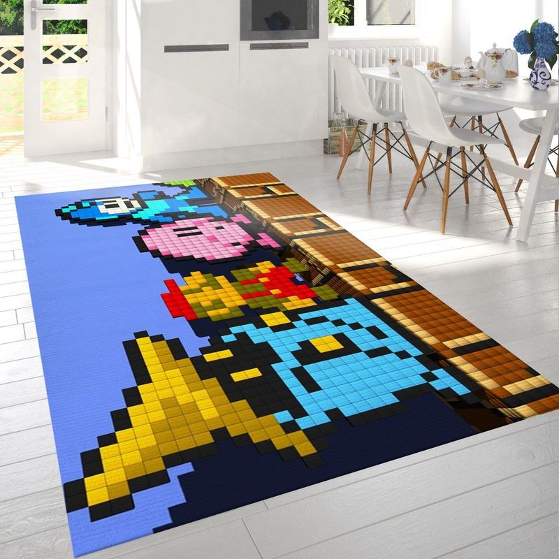 Closeup Photo Of Super Mario Graphic Carpet Area Rug