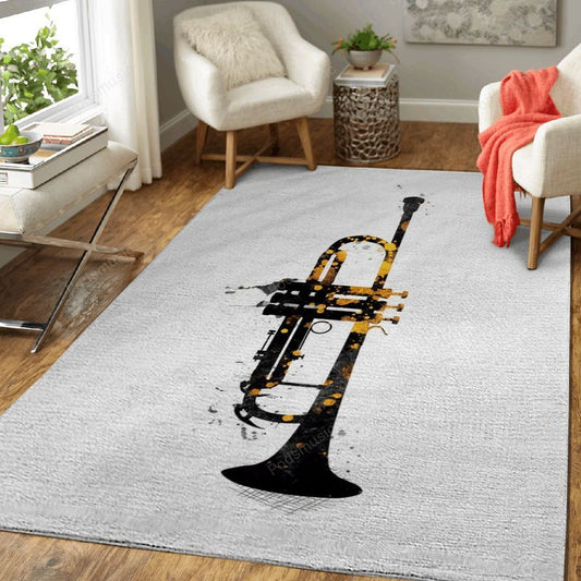 Trumpet Music Art Music Gold And Black Art Carpet Area Rug