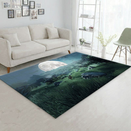 The Legend Of Zelda Breath Of The Wild Map And Moon Gaming Carpet Area Rug