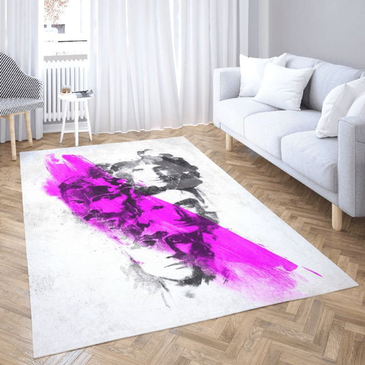 The Beatles Painting Grey and Pink Carpet Area Rug