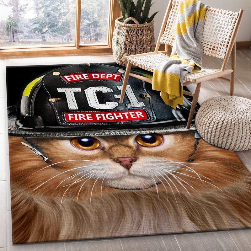 Brave Firefighter Cat Carpet Area Rug