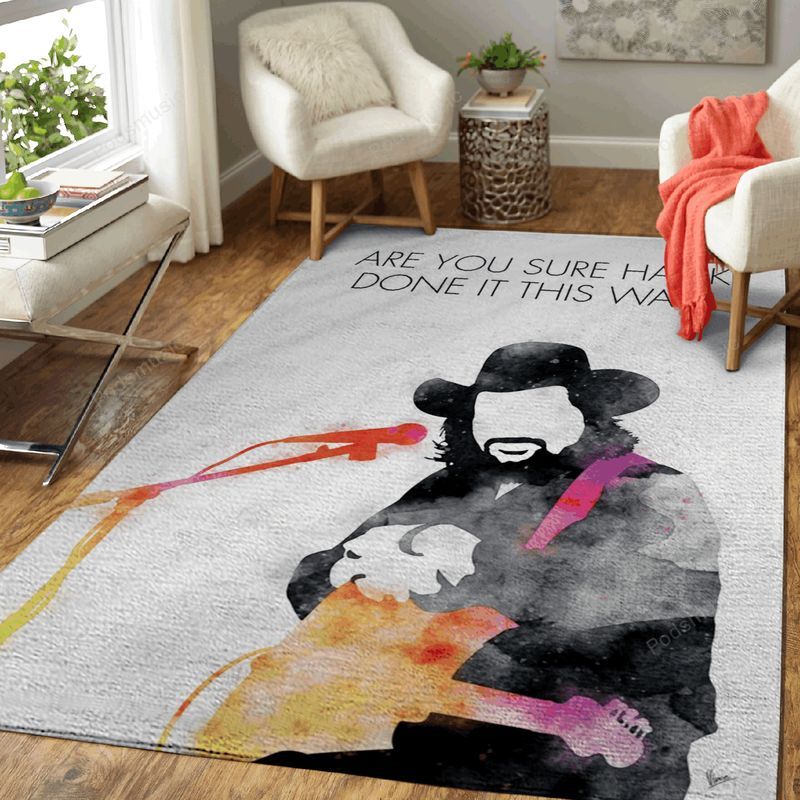 Waylon Jennings Watercolor Music Artworks Art Carpet Area Rug