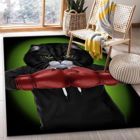 Boxer Cat Boxing Champion VII Carpet Area Rug