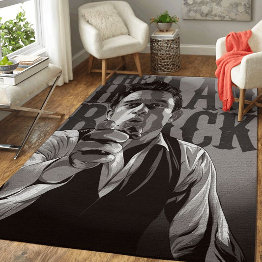 Country Singer Johnny Cash The Man In Black Art Carpet Area Rug