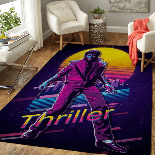 Thriller Michael Jackson Artwork Music Synthwave 80s Art Carpet Area Rug