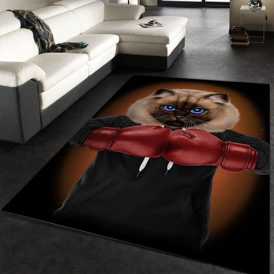 Boxer Cat Boxing Champion III Carpet Area Rug