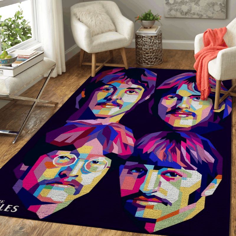The Beatles Band English Rock Band Formed In Liverpool In 1960 Pop Art Carpet Area Rug