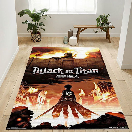 Attack On Titan Fire Carpet Area Rug