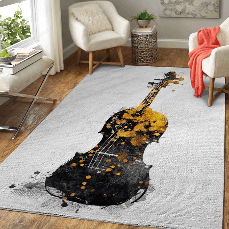 Violin Music Music Gold And Black Art Carpet Area Rug