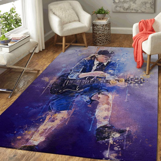 Angus Mckinnon Young Ac Dc Band Art Carpet Area Rug