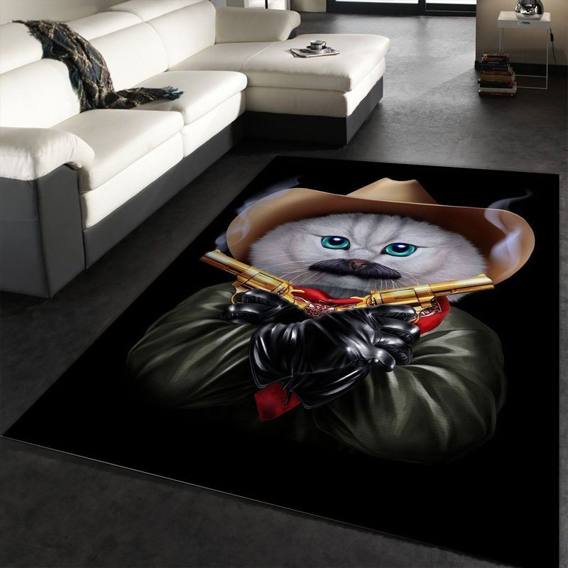 Cowboy Cat With Mustache Carpet Area Rug