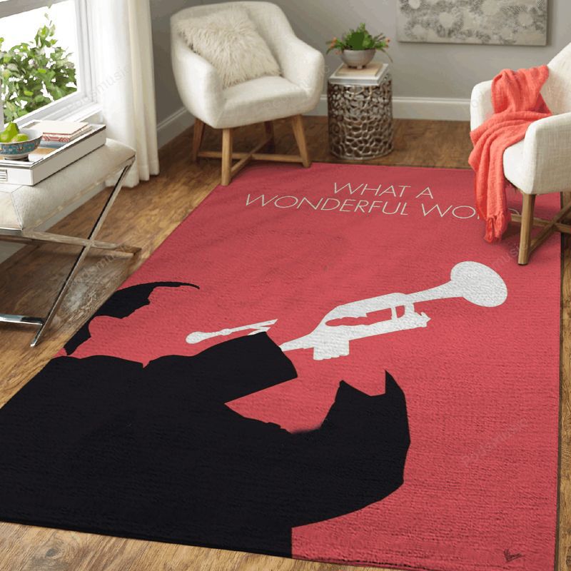 What a Wonderful World Louis Armstrong Minimal Music Artwork Carpet Area Rug