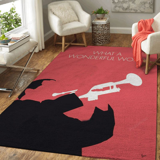 What a Wonderful World Louis Armstrong Minimal Music Artwork Carpet Area Rug