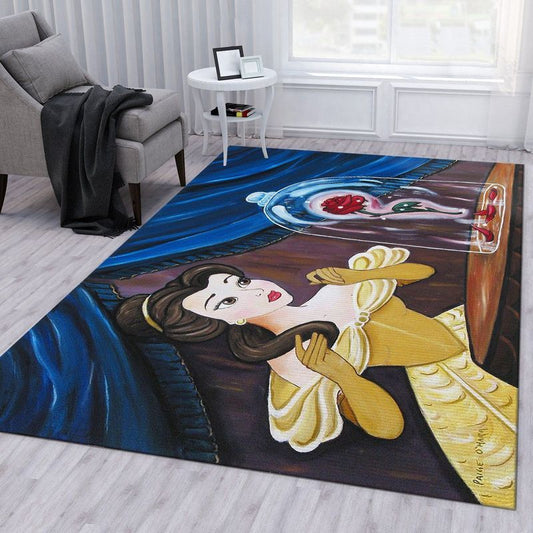 Beauty and the beast Disney Princess Belle Enchanted Rose Carpet Area Rug