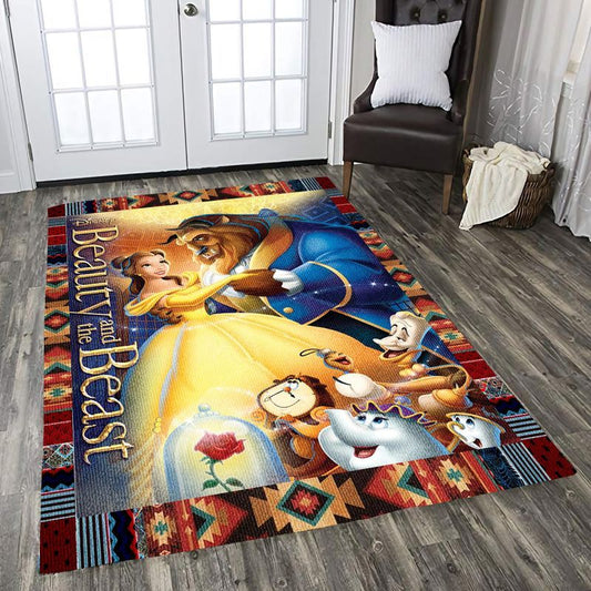 Beauty And The Beast All Characters Rose Belle Disney Princess Carpet Area Rug