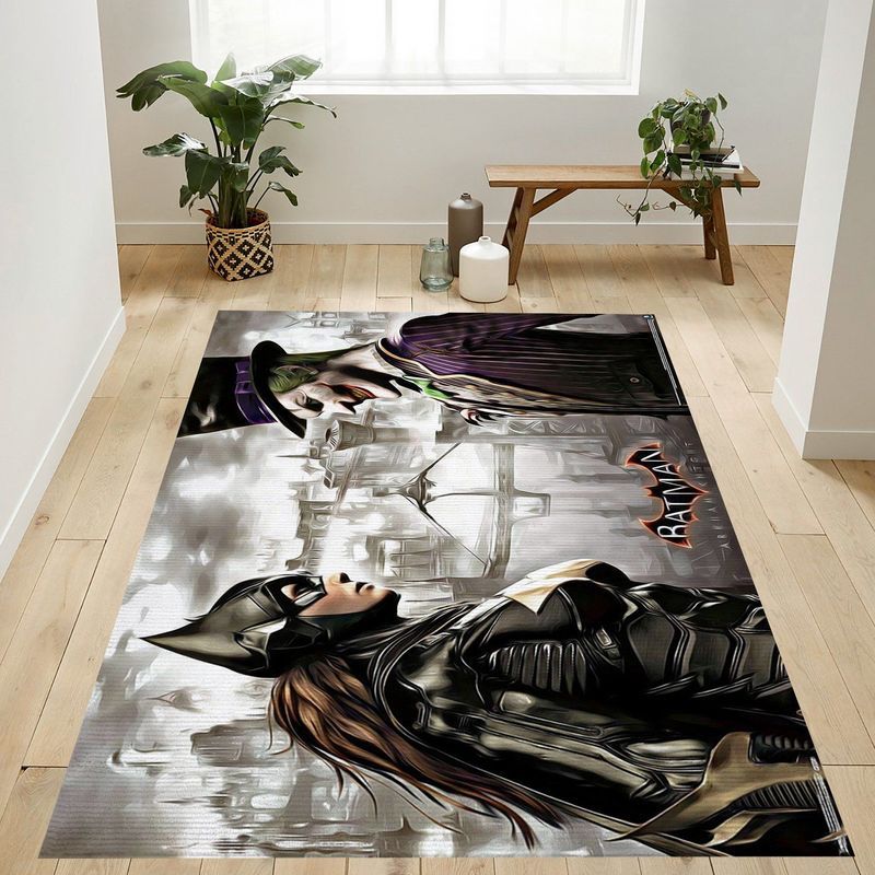 Batgirl Vs Joker Dc Comics Video Game Arkham Knight Faceoff Carpet Area Rug