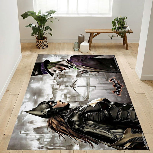 Batgirl Vs Joker Dc Comics Video Game Arkham Knight Faceoff Carpet Area Rug