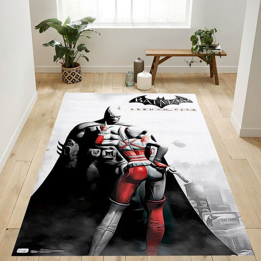 Batman And Harley Quinn Dc Comics Video Game Arkham City Key Art Carpet Area Rug