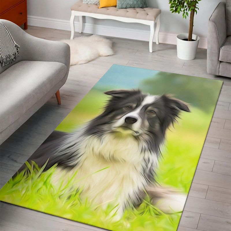 Border Collie Black Carpet Area Rug