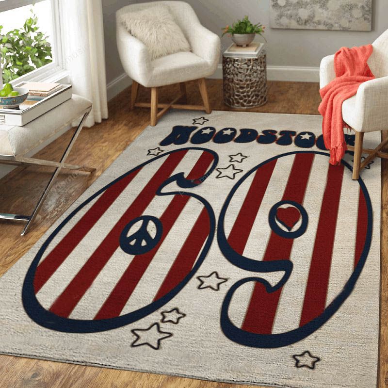 Woodstock 69 White Music Art Carpet Area Rug