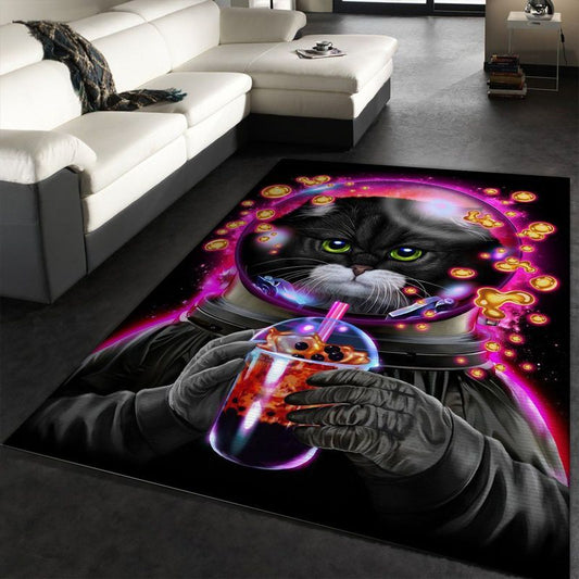 Astronaut Cat Bubble Tea Carpet Area Rug