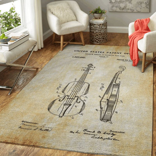 Violin Patent Music Patent Prints Art Carpet Area Rug