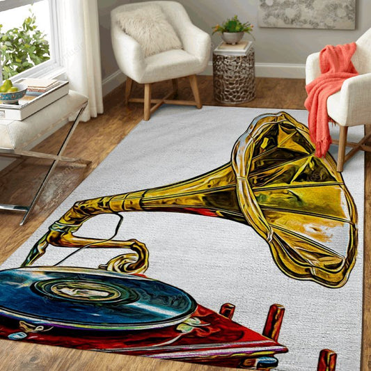Vintage Phonograph Music Art Carpet Area Rug