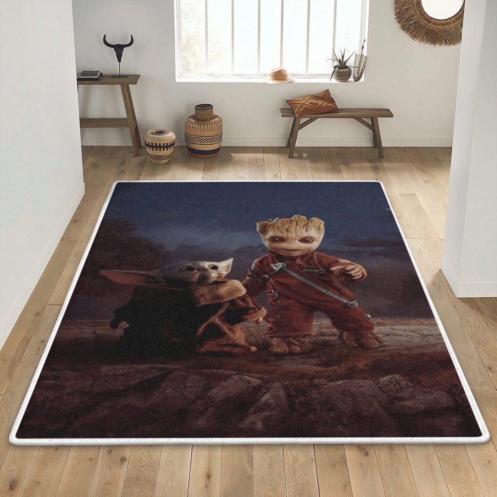 Star Wars Marvel Baby Yoda And Baby Groot Carpet Area Rug