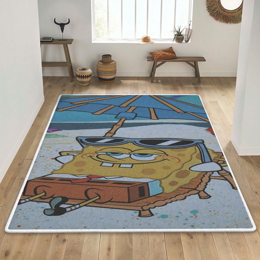 Spongebob In The Beach Carpet Area Rug