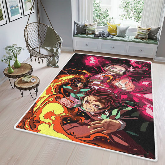 Blood Demon Art and Dance of the Fire Demon Slayer Manga Christmas Gifts Carpet Area Rug