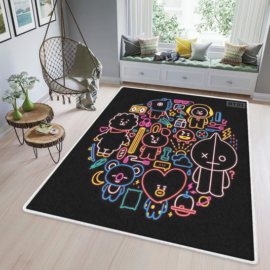 BTS BT21 Bangtan Army Gift Fan Carpet Area Rug
