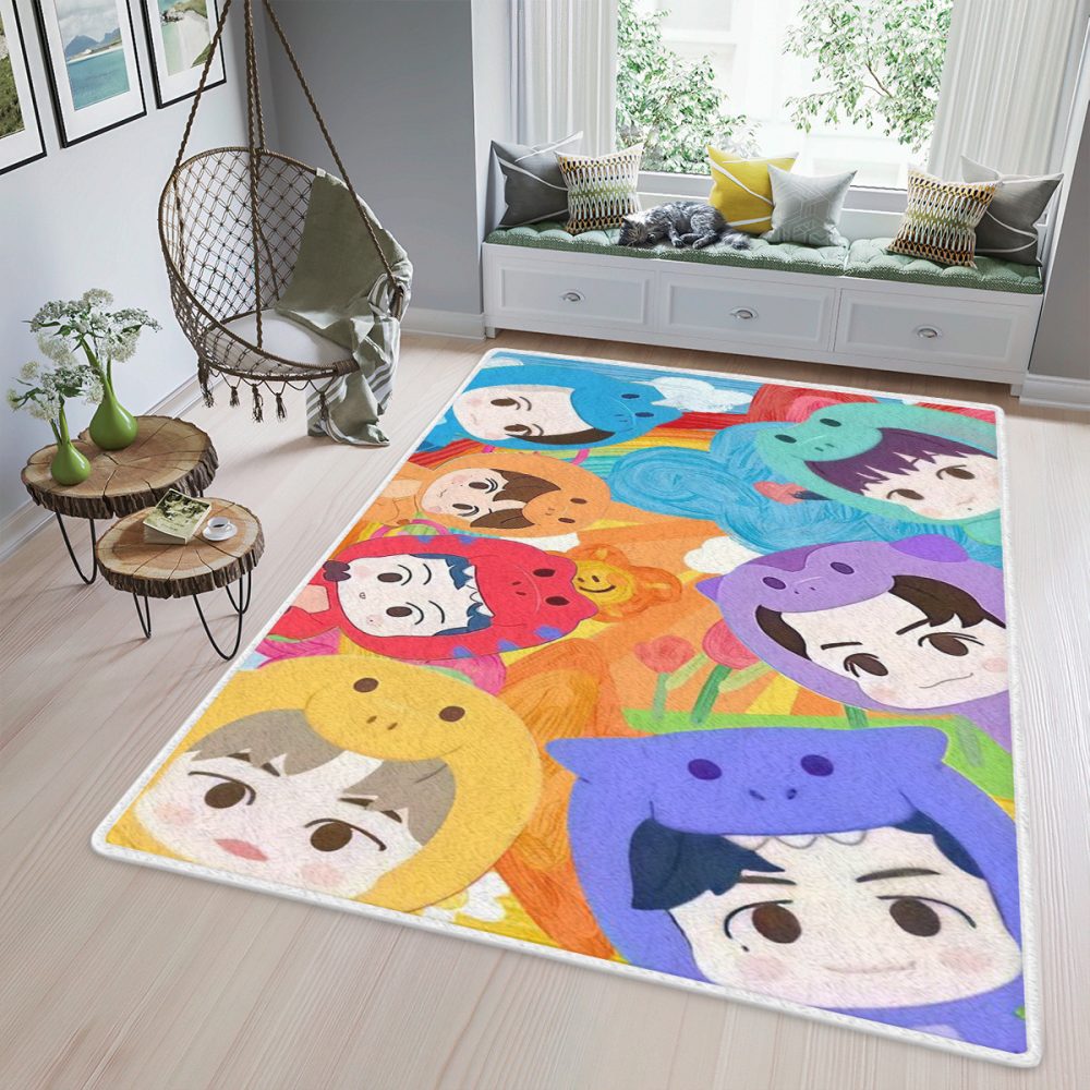 BTS BT21 Bangtan Army Fan Art Cartoon Chibi Christmas 210 BTS Gift For Fan Carpet Area Rug