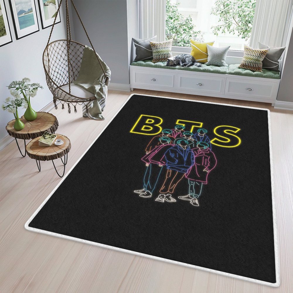BTS BT21 Bangtan Army Fan Art Cartoon Neon ChristmasBTS Gift For Fan Carpet Area Rug