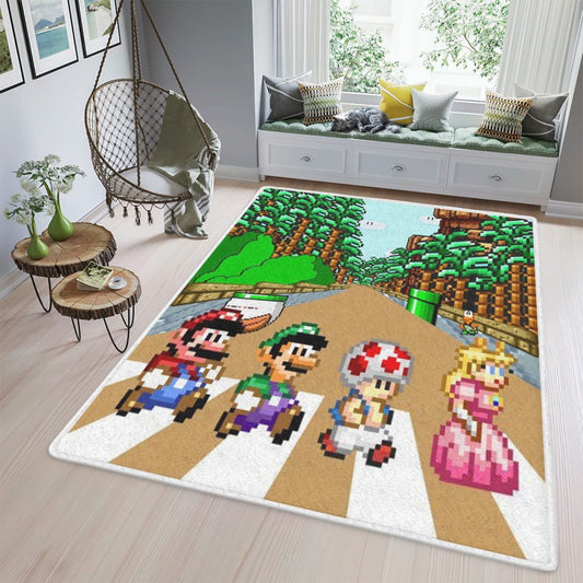 Super Mario Nintendo Abbey Road Fan Gift Super Mario Nintendo Abbey Road Carpet Area Rug