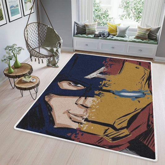 Captain America Iron Man Marvel Comics 123 Christmas Gift For lover Carpet Area Rug