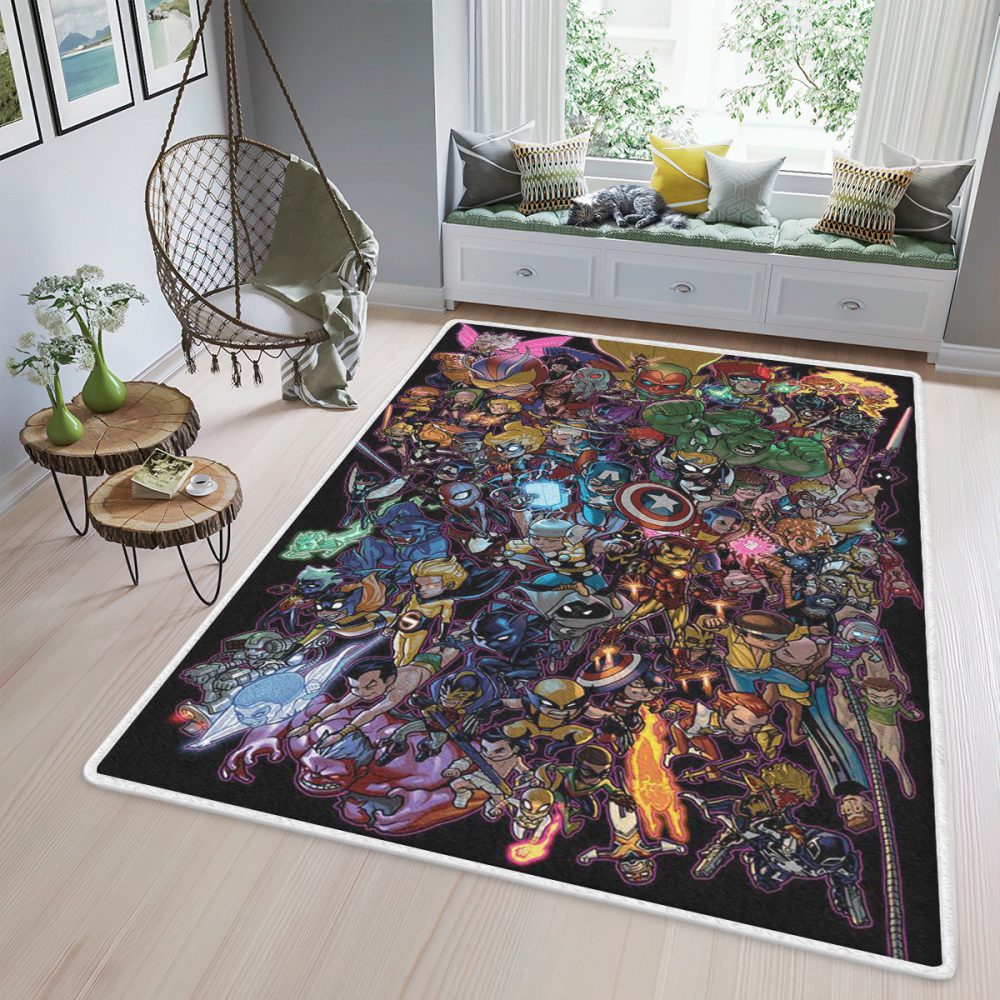 Team Super Hero All Hero Chibi Comics 6969 Christmas GiftSuper Hero Carpet Area Rug
