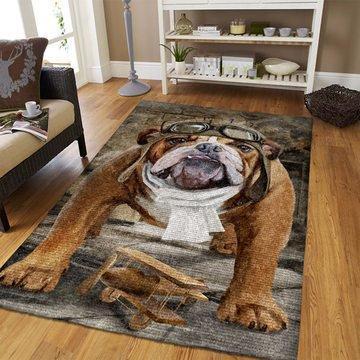 Bulldogge mit Brille Carpet Area Rug